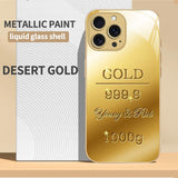 Gold Metallic Paint Glass Phone Case For iPhone