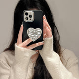 Creative Rhinestone Heart Stand Case For iPhone