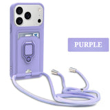 Multifunctional Ring Holder Car Magnetic Card Holder With Lanyard Phone Case for IPhone