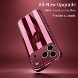 Elegant Pink Brown Floral Print Electroplated Glass Case For iPhone