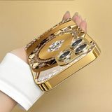 Golden Diamond Plate Pattern Gold Metallic Paint Glass Case For iPhone