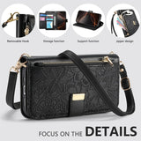 PU Leather Zipper Crossbody Flip Wallet Card Slot with 2 Lanyads Case For Samsung Galaxy