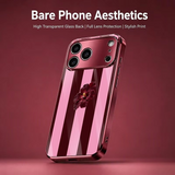 Elegant Pink Brown Floral Print Electroplated Glass Case For iPhone