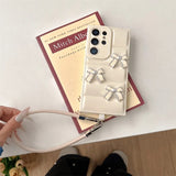 Cute Bowknot Down Jacket Wrist Strap Lanyard Case for Samsung Galaxy