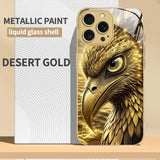 Gold Metallic Paint Glass Phone Case For iPhone