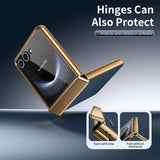 PU Leather Plating Hinge Full Protective Case For Samsung Galaxy Z Flip