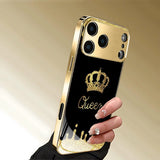 Queen Golden Crown Electroplated Glass Phone Case For iPhone