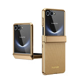 PU Leather Plating Hinge Full Protective Case For Samsung Galaxy Z Flip