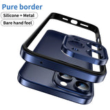 Metal Frame Flat Corner Silicone Case for iPhone