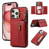 Crossbody Zipper Wallet Ring Stand Phone Case for IPhone
