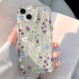 Floral-patterned transparent and soft silicone protective case For iPhone