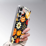Autumn Pumpkin Floral Electroplated Glass Case For Samsung