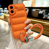 Simple Down Jacket with Lanyard Case for iPhone