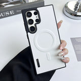 Luxury Matte Leather Magnetic Wireless Charge Case For Samsung Galaxy