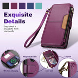 Wallet Multi-card Slot Zipper Kickstand Magnetic Flip Leather Case For Samsung