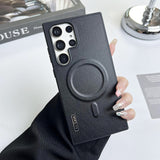 Luxury Matte Leather Magnetic Wireless Charge Case For Samsung Galaxy