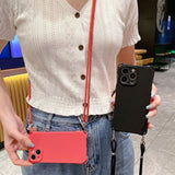 Four-Corner Drop-Proof Liquid Silicone Lanyard Phone Case for IPhone