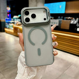 New Metal Bracket Frosted Matte Translucent  Magnetic Case For iPhone