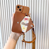 Sweet 3D Heart Crossbody Wallet Phone Case For iPhone