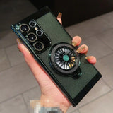 Rotating Gyroscope Stand Electroplated Heat Dissipation Mesh Phone Case for Samsung