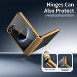 PU Leather Plating Hinge Full Protective Case For Samsung Galaxy Z Flip
