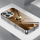 Metal Technology For Apple Pattern Tempered Glass Electroplated Case For iPhone