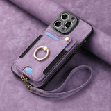 RFID Anti-theft Finger Ring Buckle Lanyard Multi-function Card Holder Phone Case for IPhone