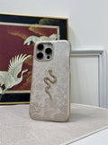 New Chinese Gold Stamping Snake Embroidery Protective Soft Case For iPhone