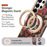 Floral Pattern Cork-Texture Phone Case with 360° Rotating Stand For Samsung