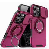 Luxury Armor Magnetic Bracket Slide Camera Protection Case For iPhone