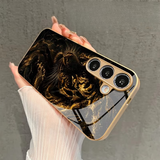 Affordable Luxury Tiger-Stripe Gold-Foil Tempered Glass Shockproof Phone Case For Samsung