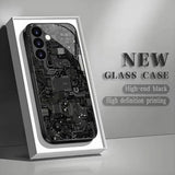 Circuit Board-Style Tempered Glass Shock-Resistant Phone Case For Samsung