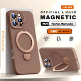 Invisible Stand Holder Magnetic Liquid Silicone Case for iPhone