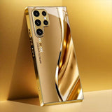Gold-curve electroplated protective phone case For Samsung