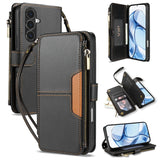 Wallet Multi-card Slot Zipper Kickstand Magnetic Flip Leather Case For Samsung