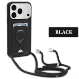 Multifunctional Ring Holder Car Magnetic Card Holder With Lanyard Phone Case for IPhone
