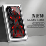 Red and Black Geometric Mecha-Style Tempered Glass Phone Case For Samsung