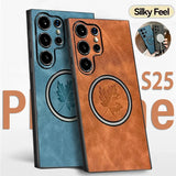 Faux Leather Maple Leaf For Magnetic Case For Samsung S26