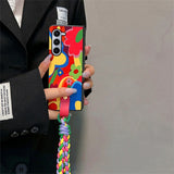 Crossbody Lanyard Portable Rope Colorful Flower Case for Samsung Galaxy Z Fold