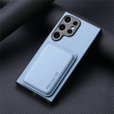 Carbon Fiber Style PU Leather Magnetic Case for Samsung Galaxy