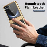 PU Leather Plating Hinge Full Protective Case For Samsung Galaxy Z Flip
