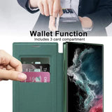 Magnetic Leather Card Clear Book Case For Samsung