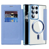 Magnetic Leather Card Clear Book Case For Samsung