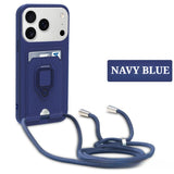 Multifunctional Ring Holder Car Magnetic Card Holder With Lanyard Phone Case for IPhone