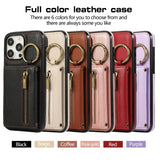 Crossbody Zipper Wallet Ring Stand Phone Case for IPhone