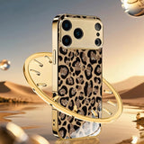 Premium Gold-Plated Leopard Print Tempered Glass Phone Case For iPhone