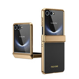 PU Leather Plating Hinge Full Protective Case For Samsung Galaxy Z Flip