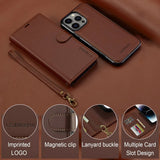 2 in 1 Removable Magnetic Wallet Flip Leather Case For iPhone
