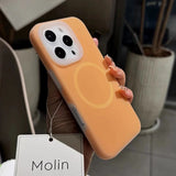 Solid Color Jelly Magnetic Liquid Silicone Phone Case For iPhone