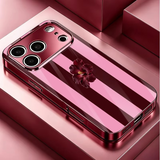 Elegant Pink Brown Floral Print Electroplated Glass Case For iPhone